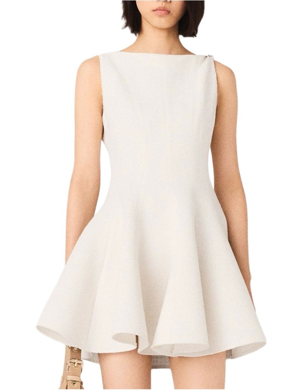 Maje Sleeveless White Fit-and-Flare Dress XS FR34
